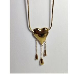 Gold Toned Heart Drip Necklace